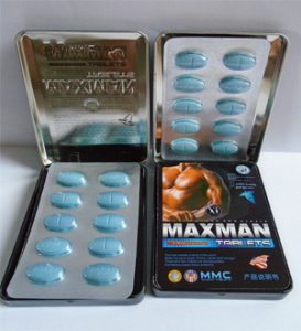 Thuốc cường dương Maxman đóng gói 1 hộp 1 vỉ 10 viên, giá 300.000đ